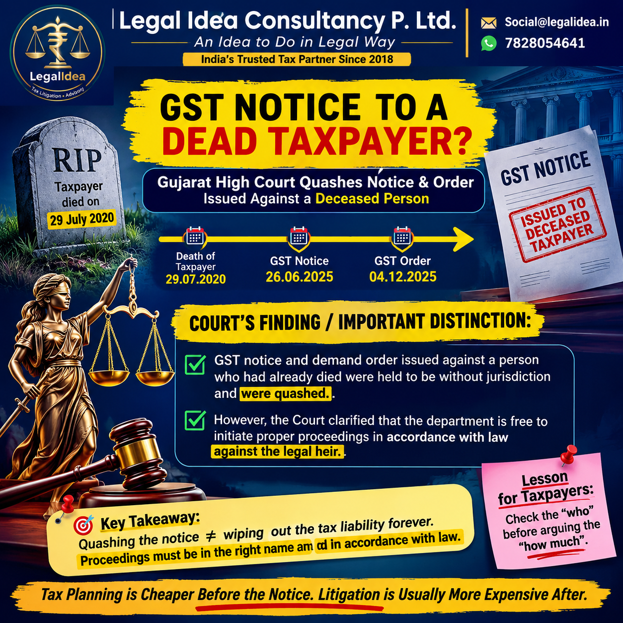 A GST notice was issued in 2025… to a taxpayer who had died in 2020.